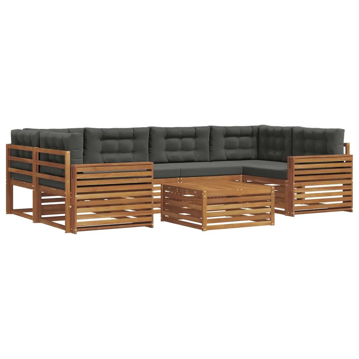 Outdoor Sofa Set 7 Piece Garden Furniture Natural Anthracite Acacia Wood Lounge