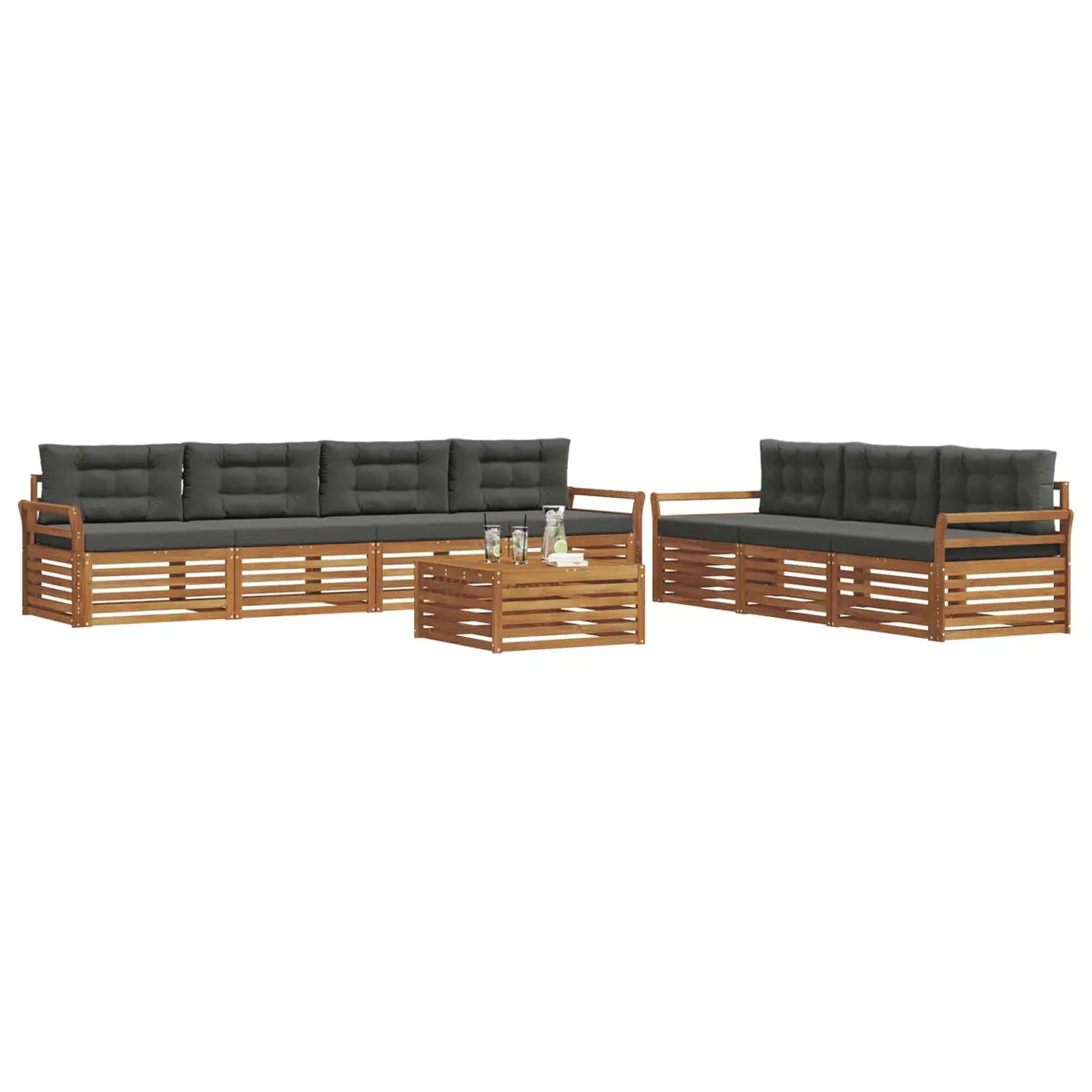 Outdoor Sofa Set Modular Garden Furniture 8 Pieces Natural Anthracite