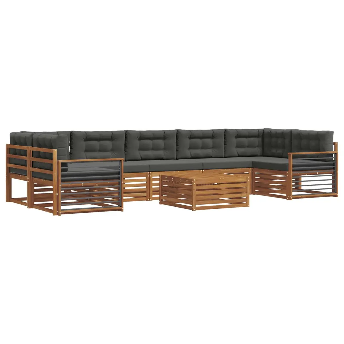 Outdoor Sofa Set Modular Lounger 8 Pieces Natural Anthracite