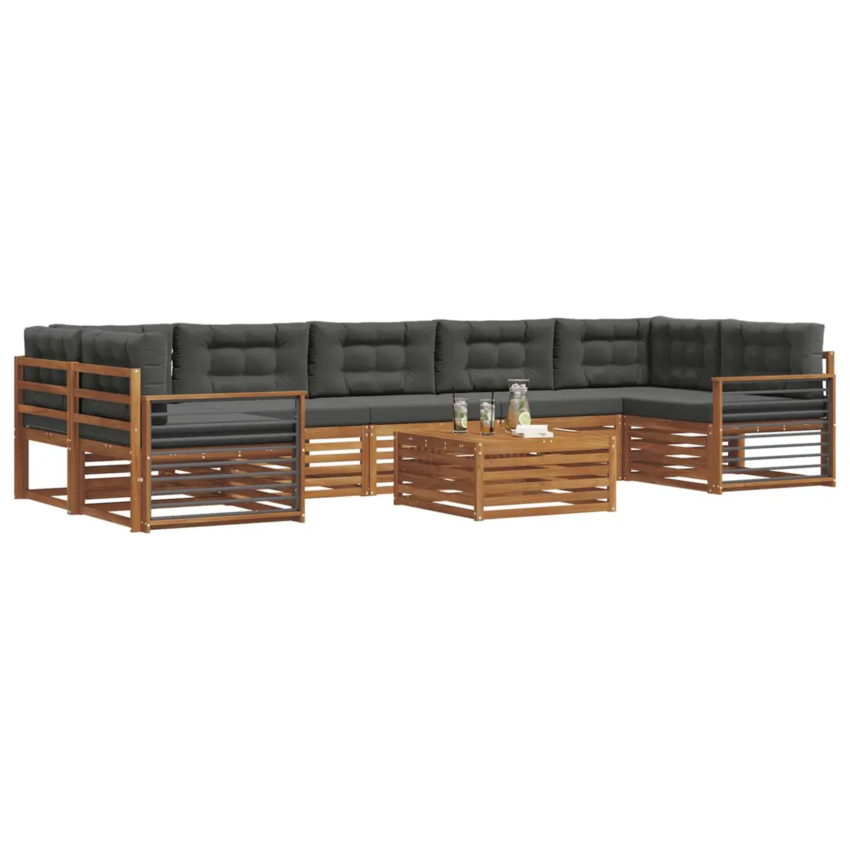 Outdoor Sofa Set Modular Lounger 8 Pieces Natural Anthracite