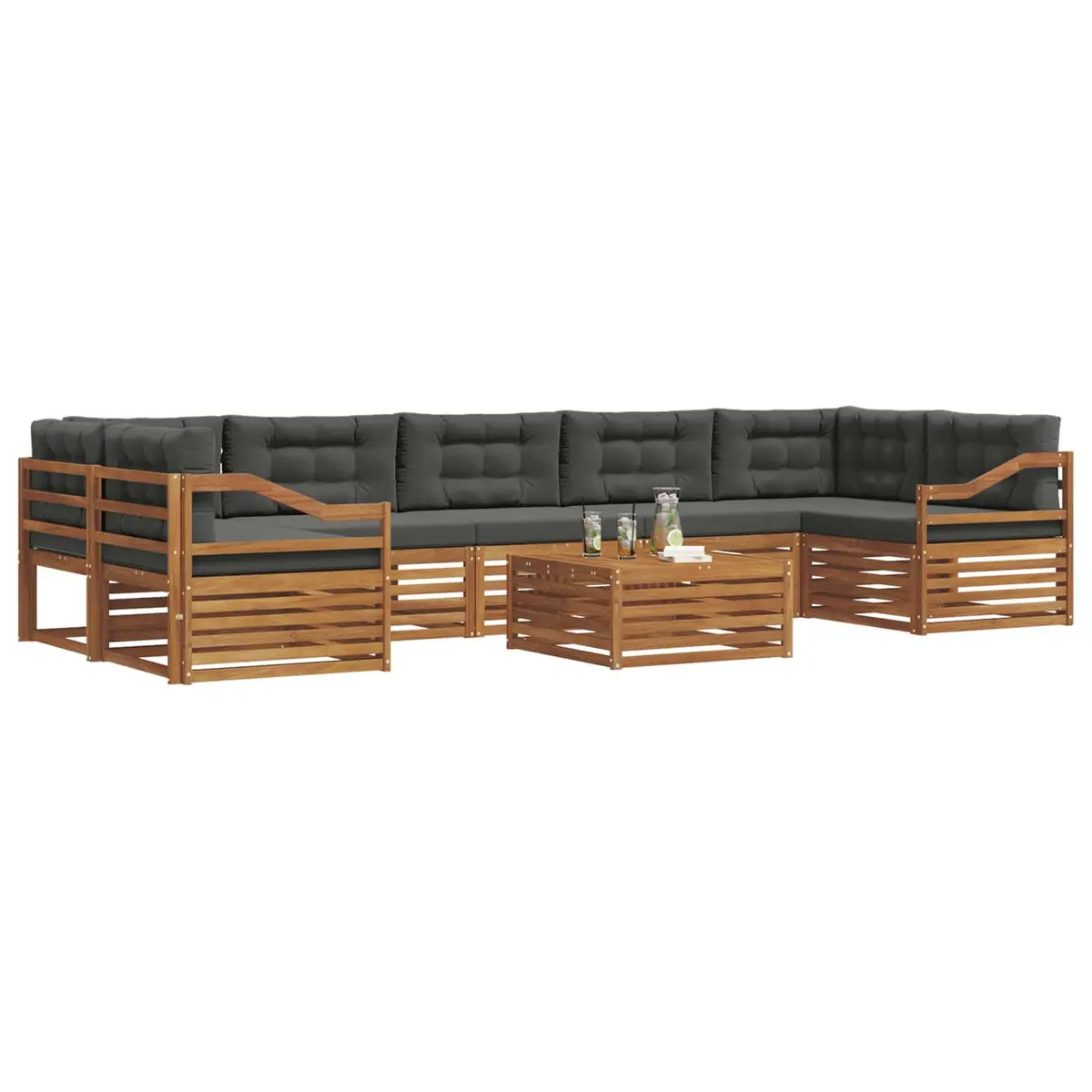 Outdoor Sofa Set 8 Pieces Garden Furniture Modular Lounge Seating Natural