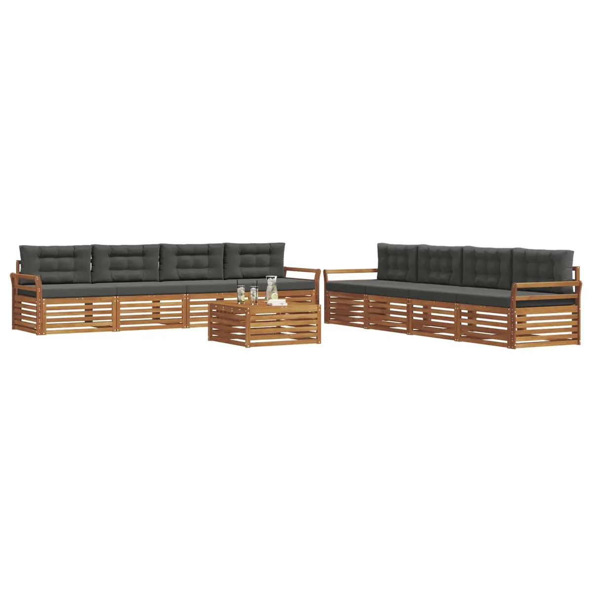 Outdoor Sofa Set Modular Garden Furniture 9 Pieces Natural Anthracite
