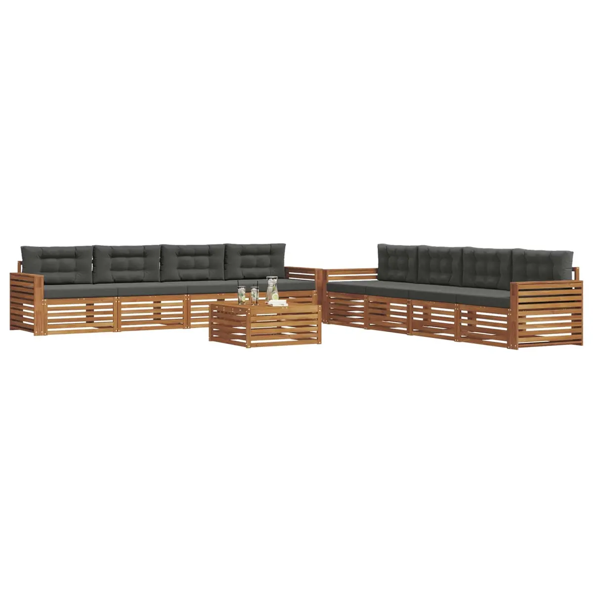 Outdoor Sofa Set Modular Seating 9 Pieces Garden Furniture Natural Anthracite