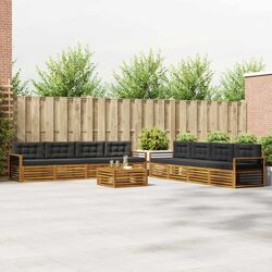 Comfortable 9-Piece Garden Sofa Set in Natural & Anthracite
