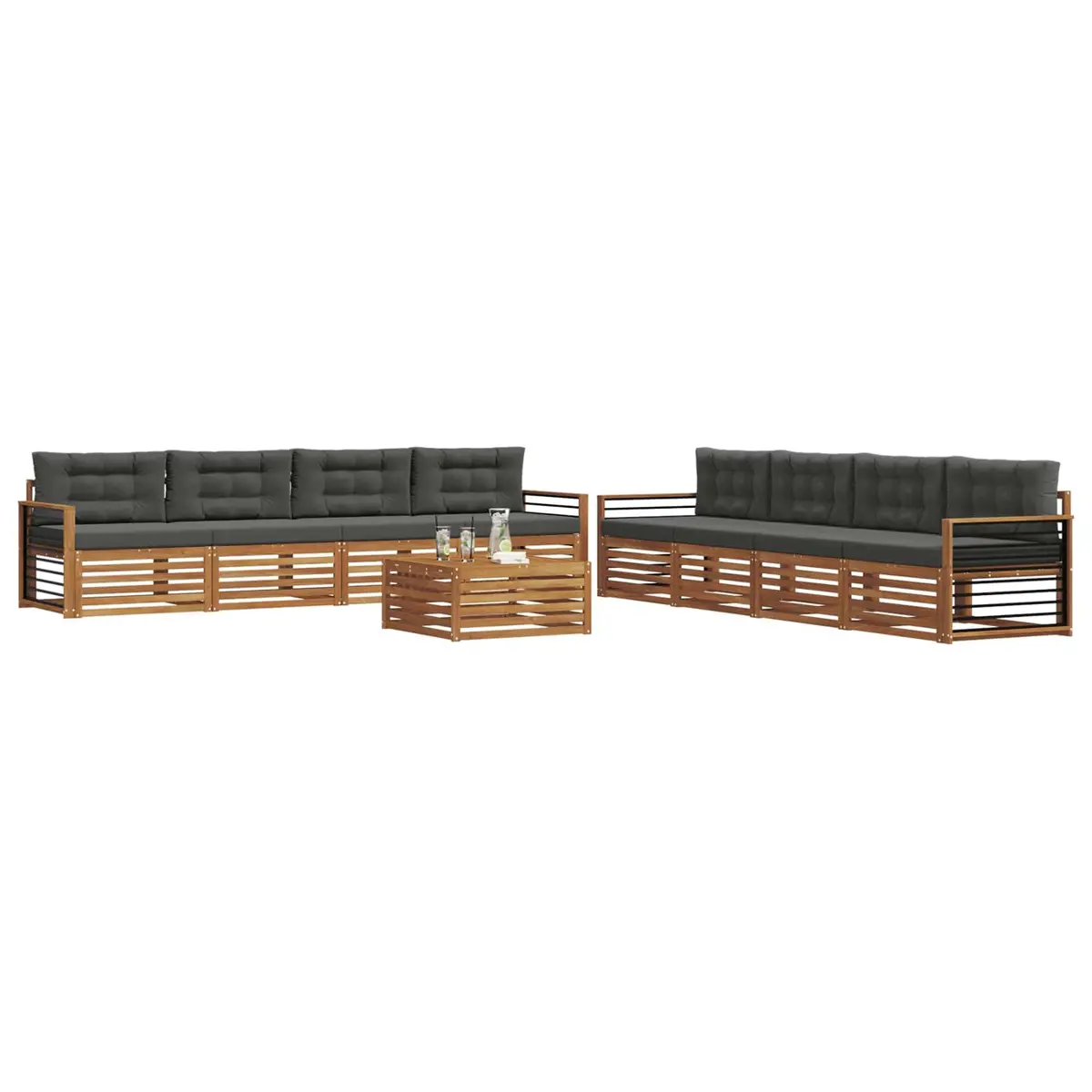 Outdoor Sofa Set Modular Garden Patio Furniture 9 Piece Natural Anthracite Acacia