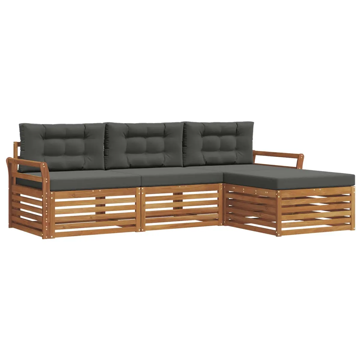 Outdoor Sofa Set Garden Furniture Natural Anthracite 254x162.5x73cm Acacia Wood