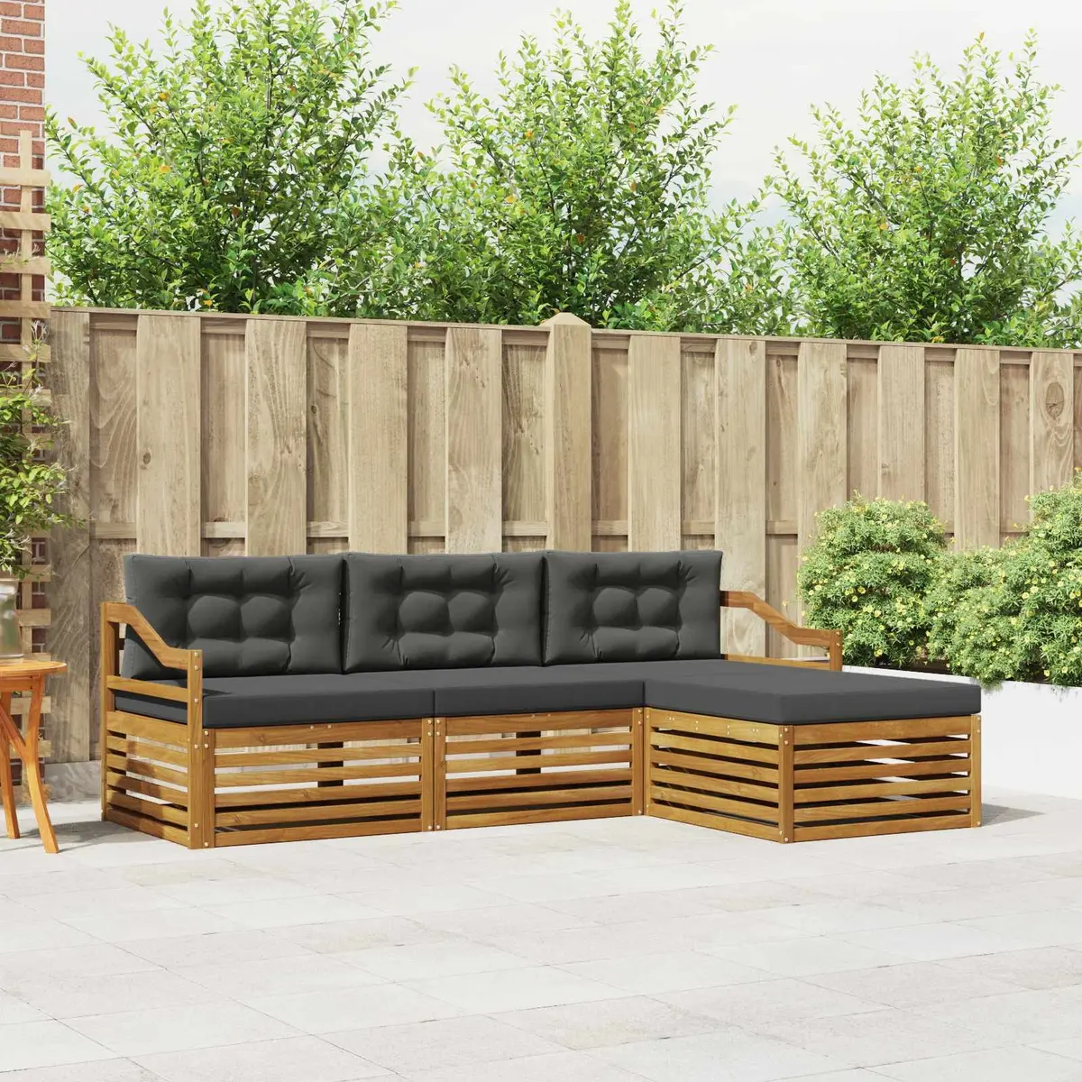Outdoor Sofa Set Modular Seating Natural Anthracite Acacia Wood 2455 x 1625 x 730 mm