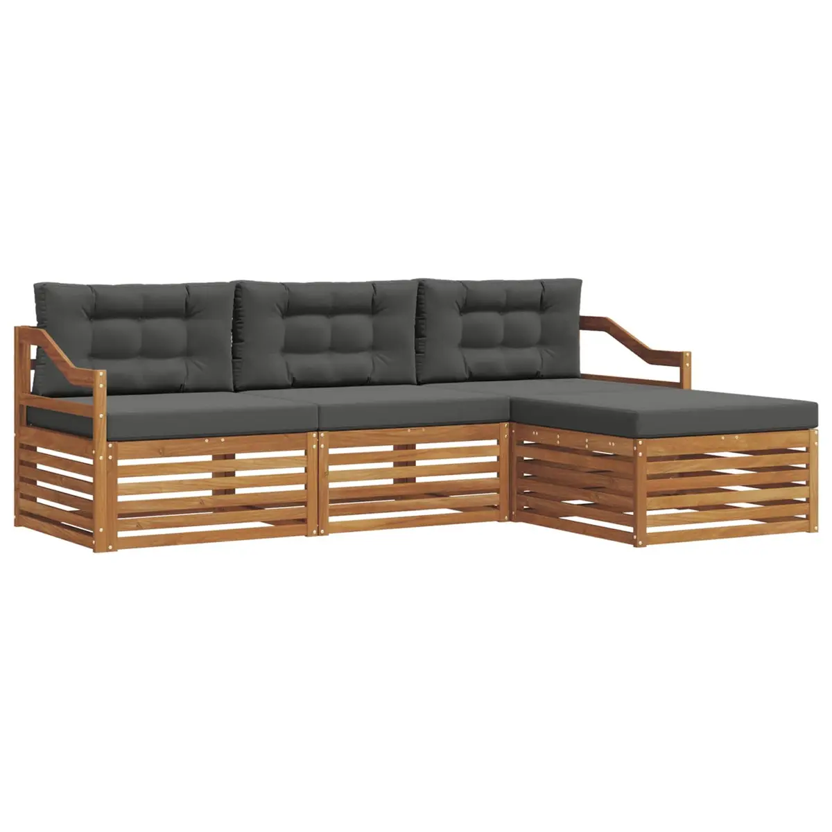Outdoor Sofa Set Modular Seating Natural Anthracite Acacia Wood 2455 x 1625 x 730 mm