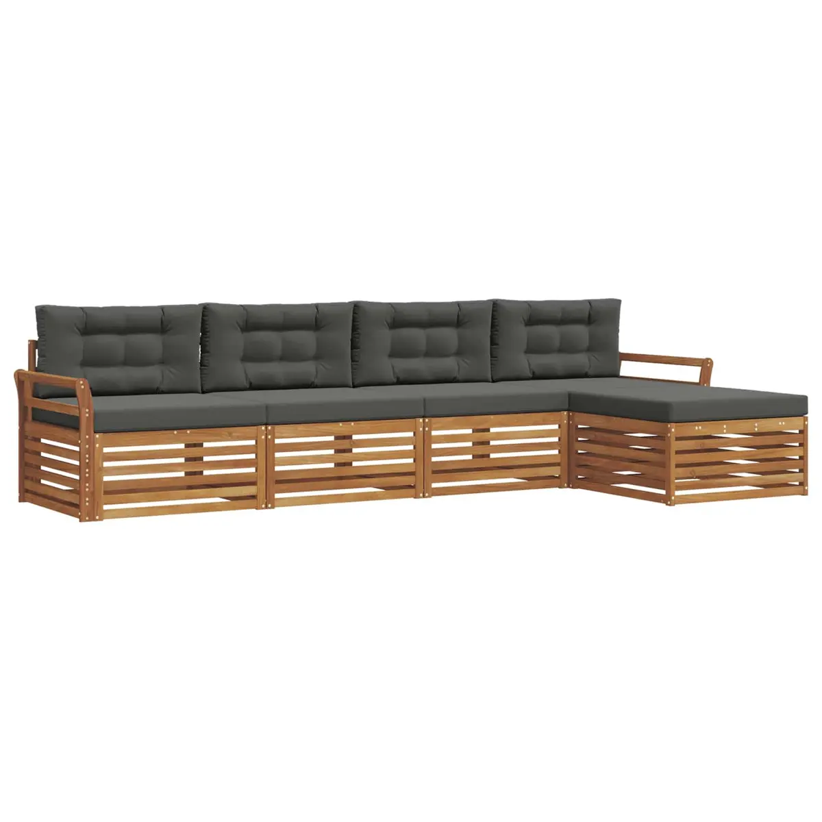 Outdoor Sofa Set 5 Piece Garden Furniture Acacia Wood Cushions Natural Anthracite