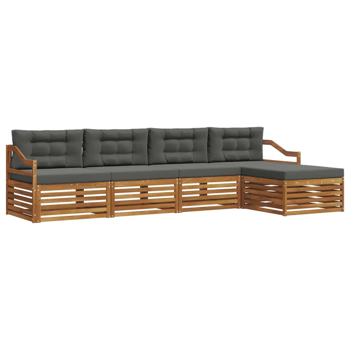 Outdoor Sofa Set Modular 5 Pieces Garden Furniture Natural Anthracite Acacia Wood