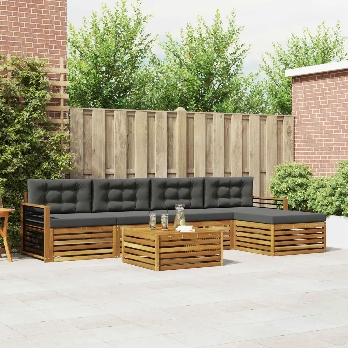 Outdoor Sofa Set Modular Lounge 6 Piece Brown