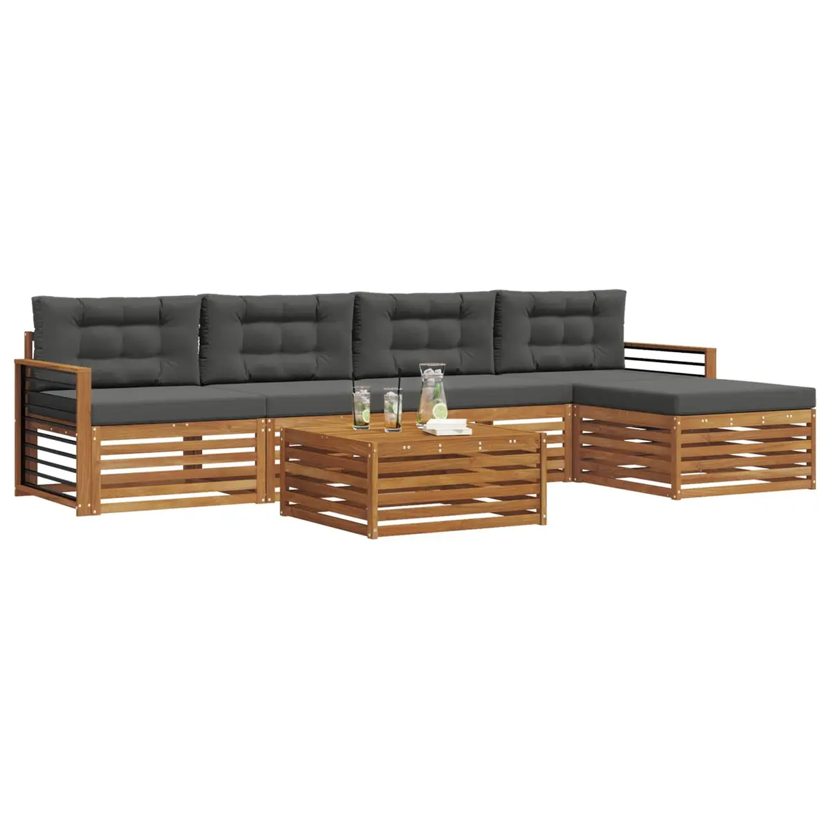 Outdoor Sofa Set Modular Lounge 6 Piece Brown