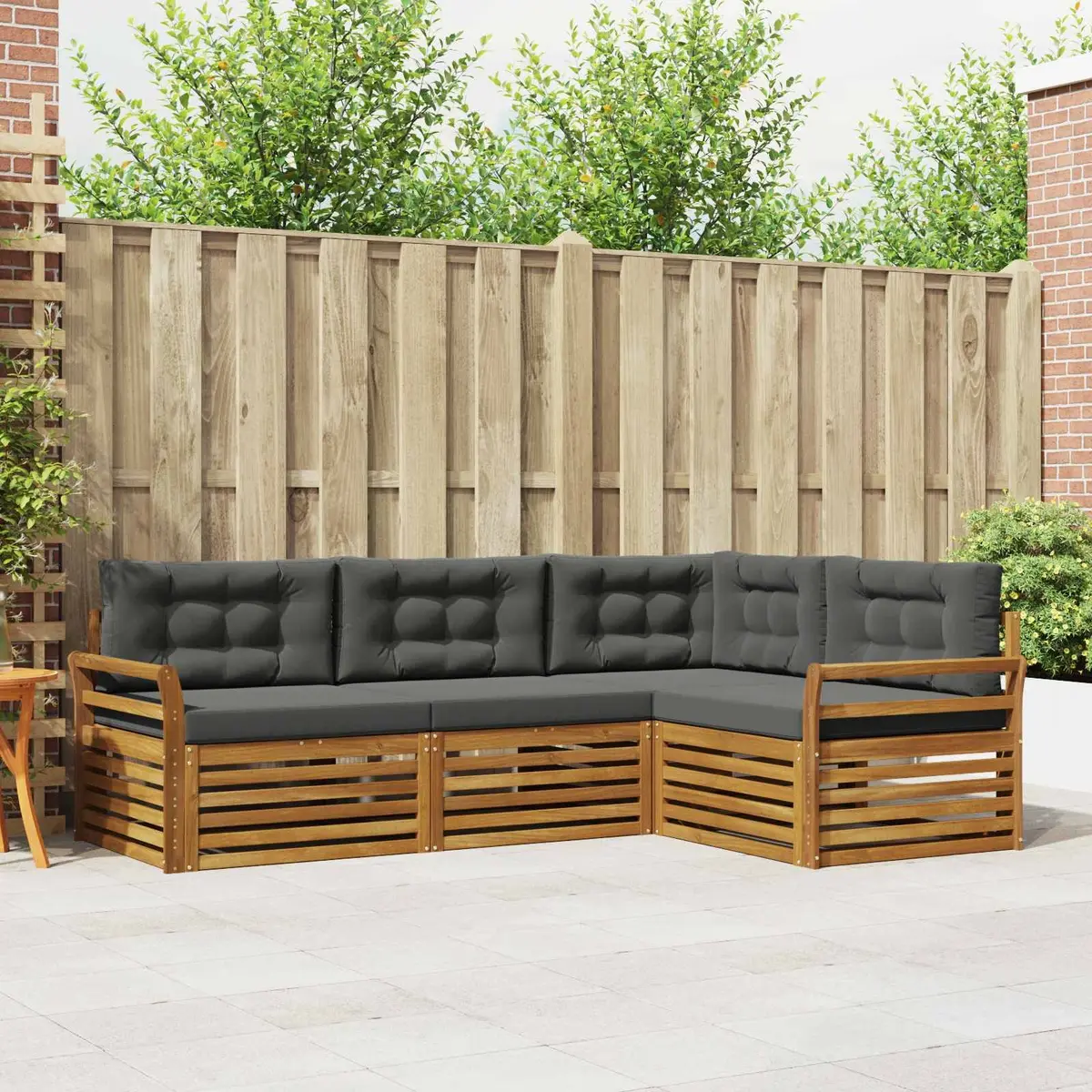 Outdoor Sofa Set 4 Pieces Garden Furniture with Cushions Natural Anthracite