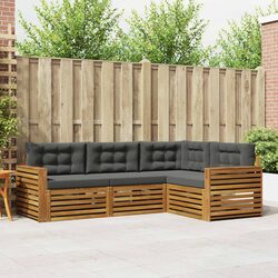 Reliable Outdoor Sofa Set: 4 Pieces with Cushions for Comfort