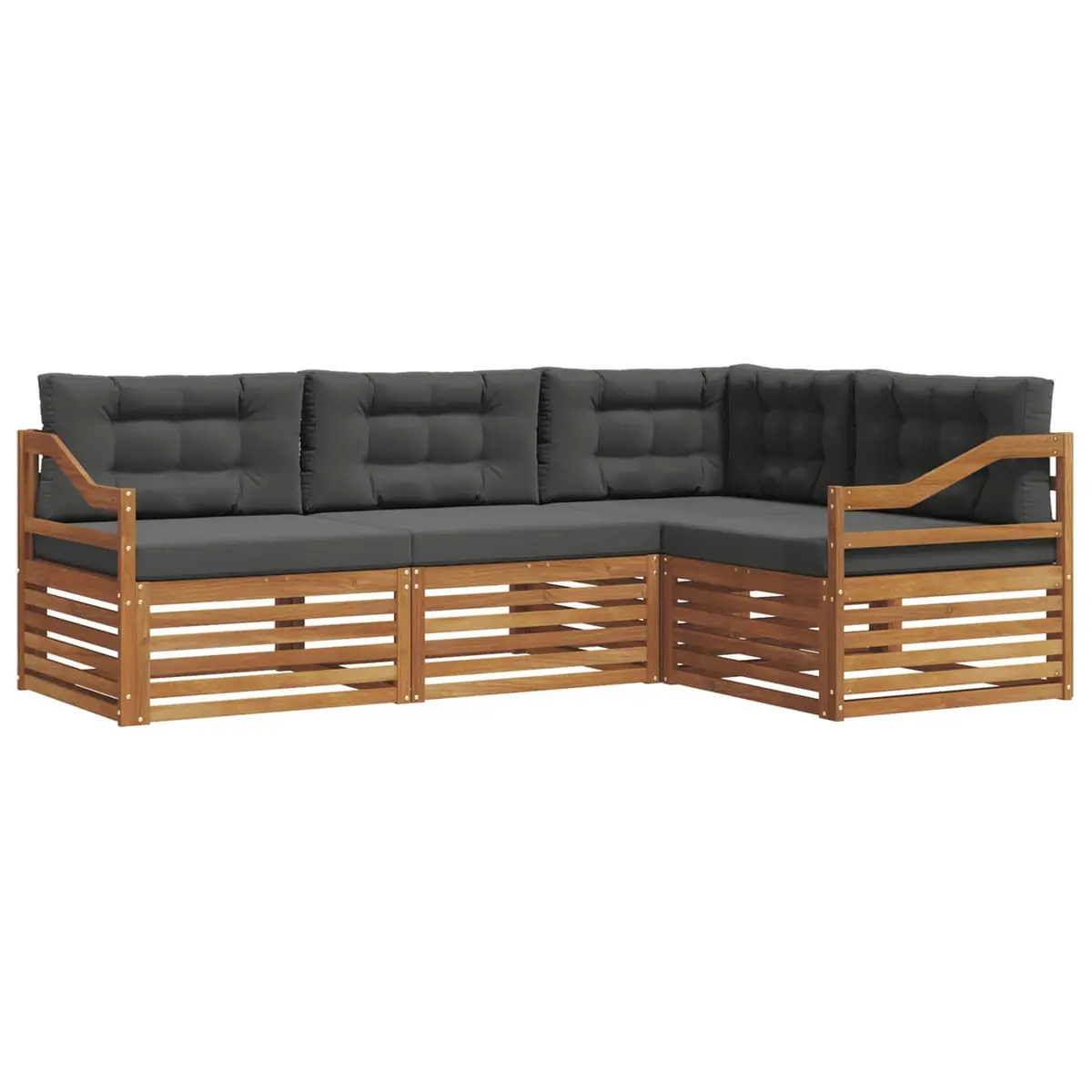 Outdoor Sofa Set Modular Garden Furniture 4 Piece Brown Anthracite