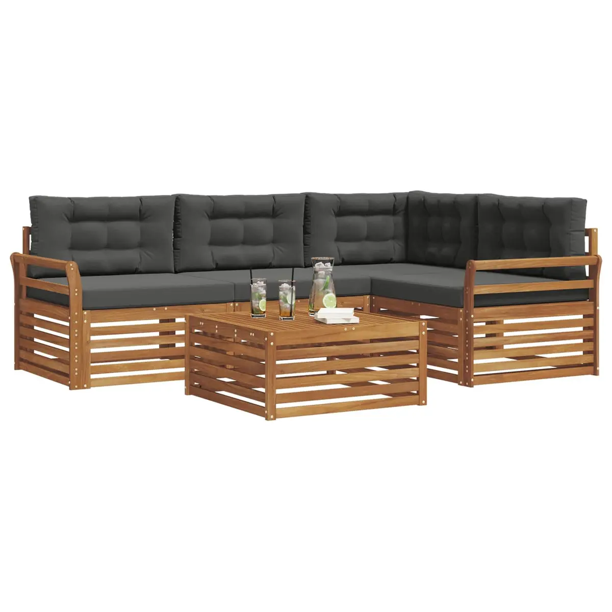 5 Piece Outdoor Sofa Set Garden Furniture Cushion Natural