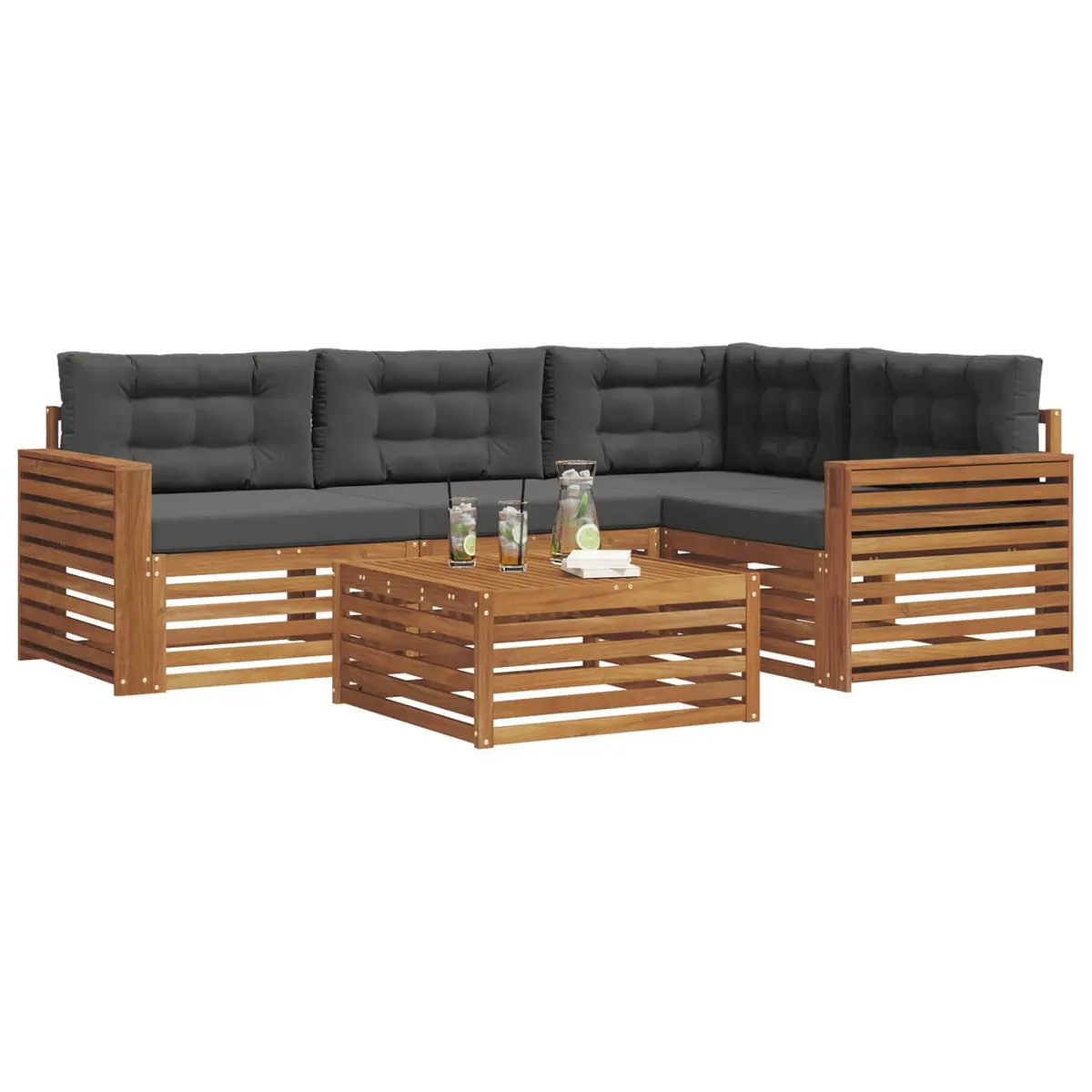 Outdoor Sofa Set Modular Seating 5 Piece Brown
