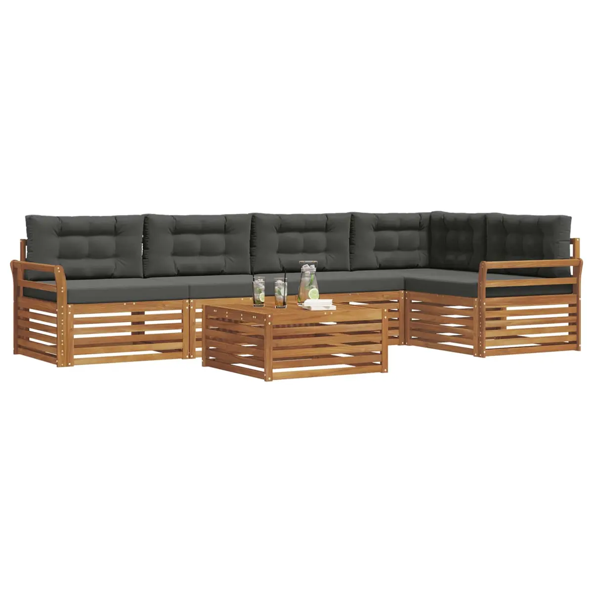 Outdoor Sofa Set 6 Piece Garden Furniture with Cushions Brown Anthracite Modern