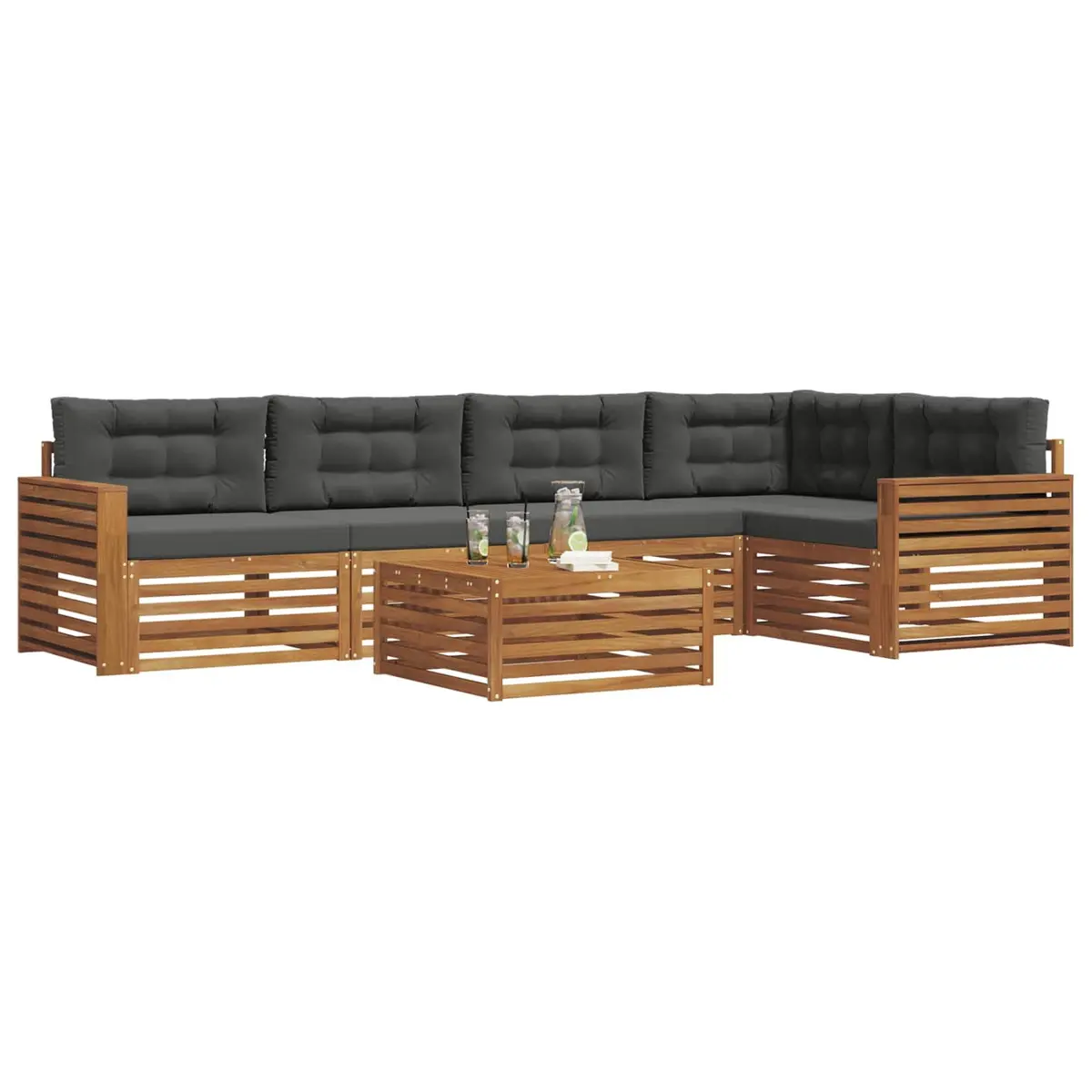 Outdoor Sofa Set 6 Piece Garden Furniture Modular Patio Lounge with Cushions