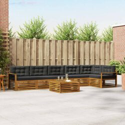 7-Piece Acacia Wood Outdoor Sofa Set with Cushions Included