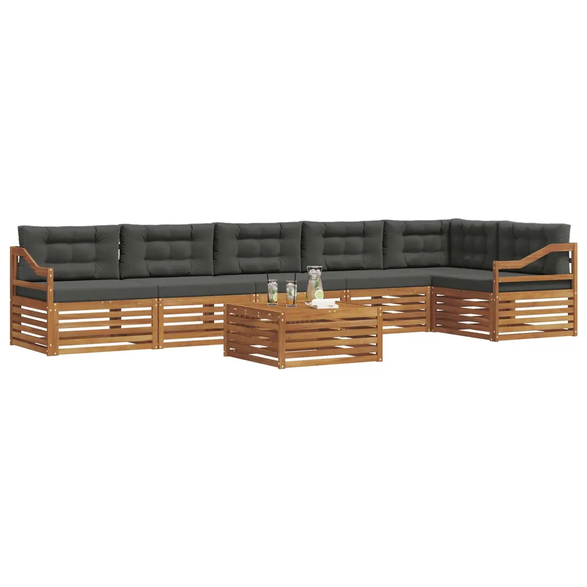 Outdoor Sofa Set Modular Garden Furniture 7 Piece Acacia Wood Brown