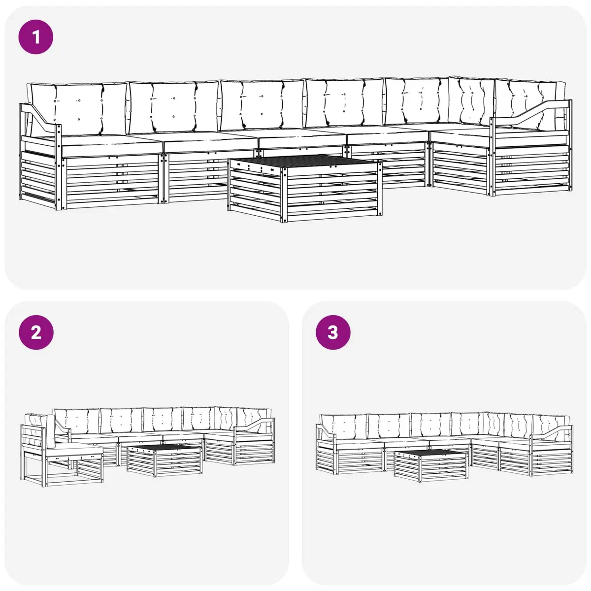 Outdoor Sofa Set Modular Garden Furniture 7 Piece Acacia Wood Brown
