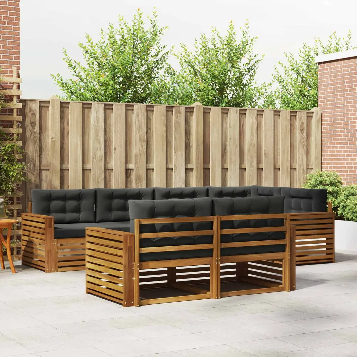 Outdoor Sofa Set Modular Garden Furniture 7 Pieces Natural Brown