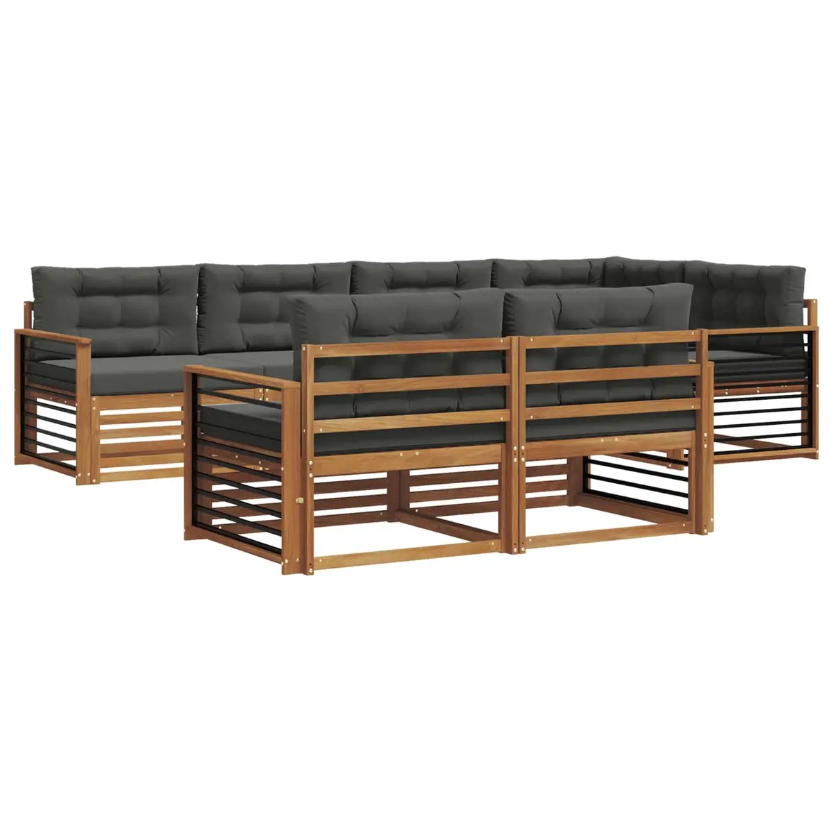 Outdoor Sofa Set 7 Pieces Garden Furniture Lounge Seating Brown