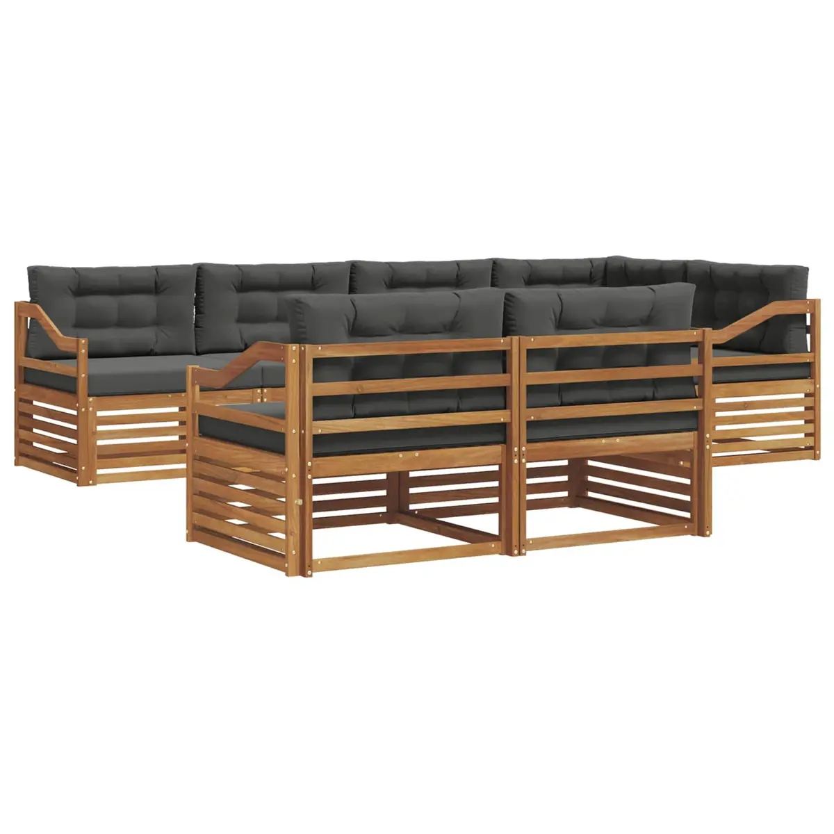 Outdoor Sofa Set 7 Piece Garden Furniture Lounge Seating Modular Brown