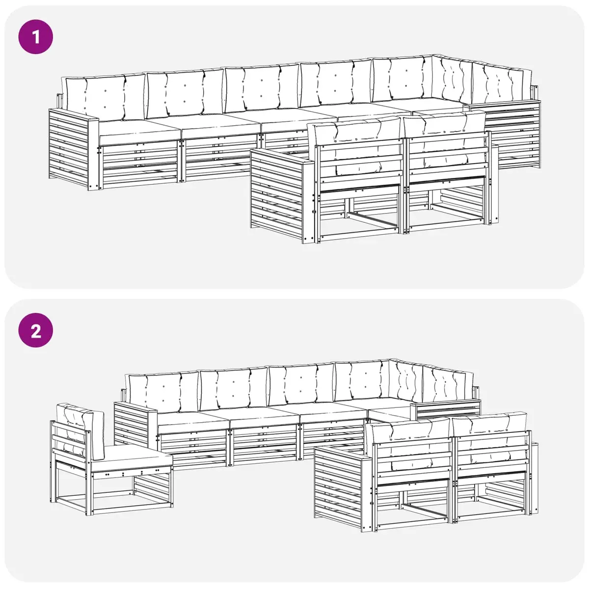 Outdoor Sofa Set 8 Pieces Modular Garden Furniture with Cushions Brown Acacia