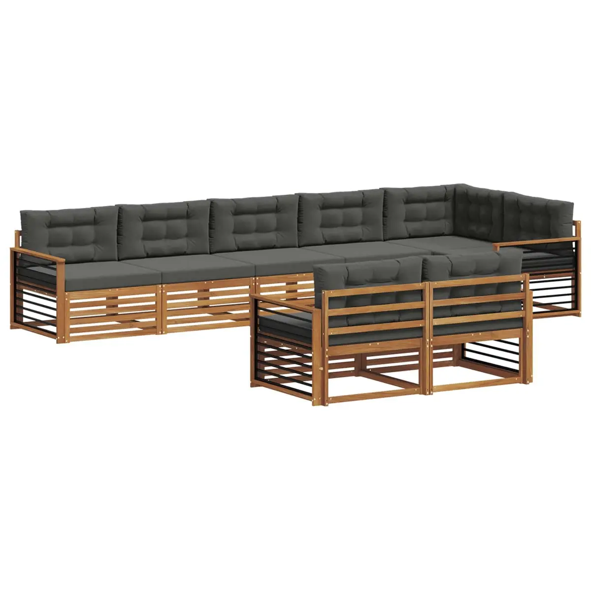 Outdoor Sofa Set Modular Garden Furniture 8 Pieces Natural Brown