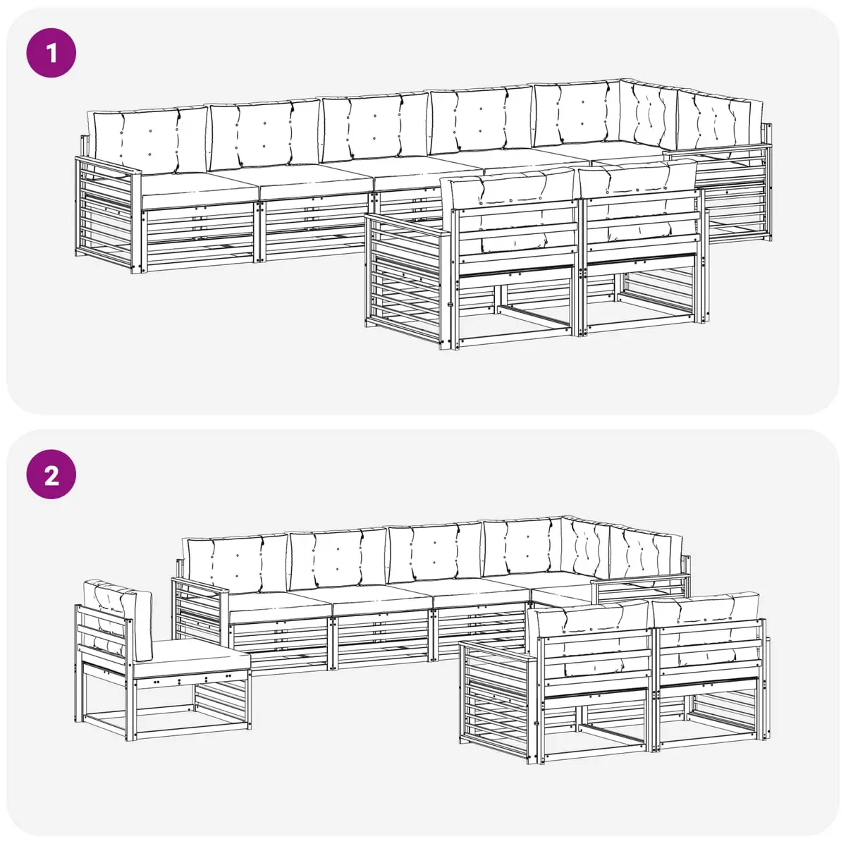 Outdoor Sofa Set Modular Garden Furniture 8 Pieces Natural Brown