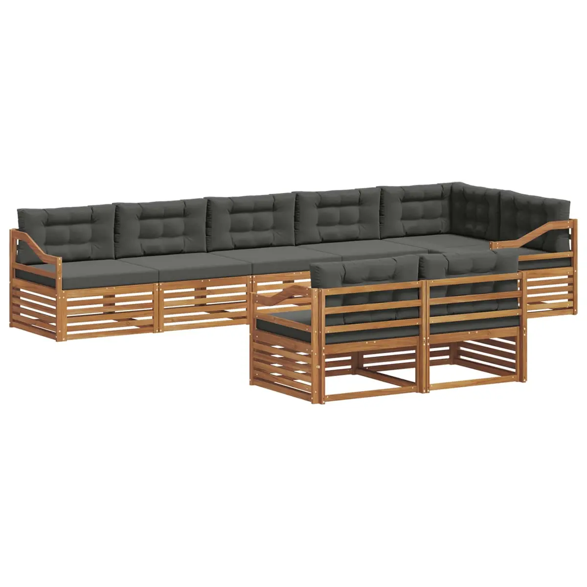 Outdoor Sofa Set 8 Pieces Modular Garden Furniture Acacia Wood with Cushions