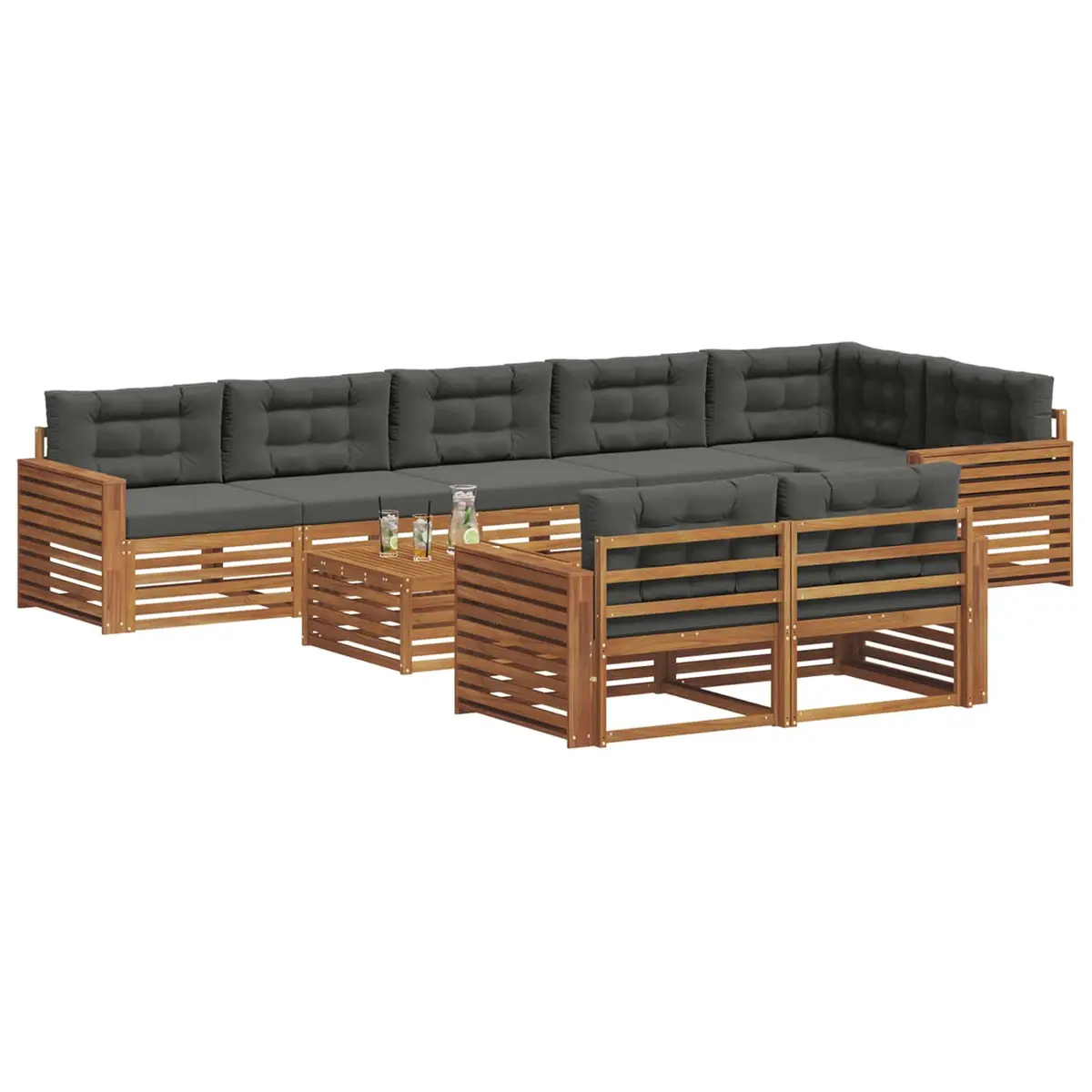Outdoor Sofa Set 9 Pieces Garden Furniture Lounge Seating with Cushions