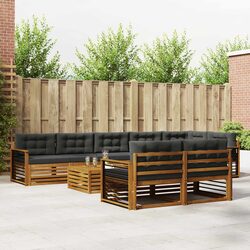 Outdoor Sofa Set 9 pcs Garden Furniture Modular Lounge with Cushions Brown