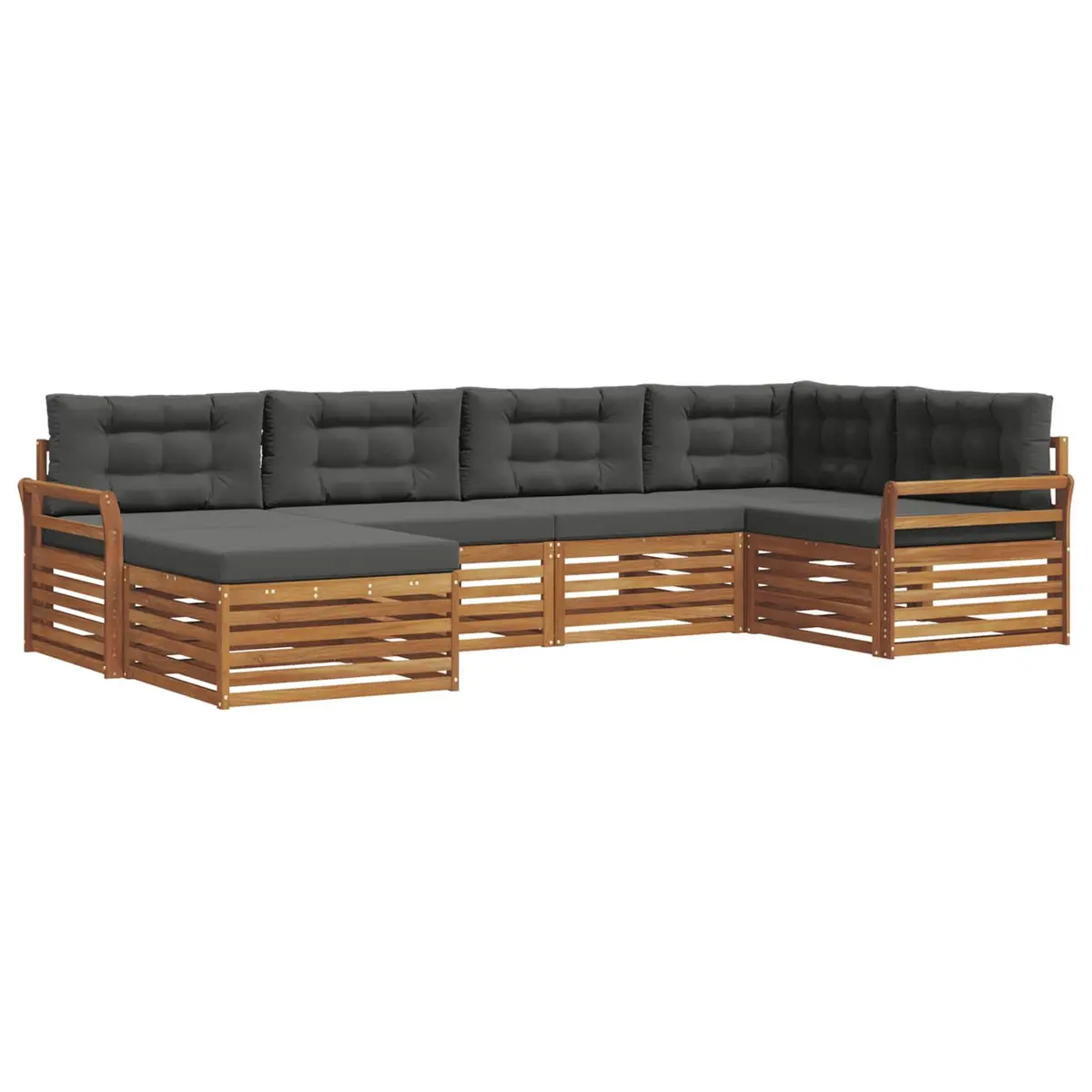 Outdoor Sofa Set 6 Pieces Garden Furniture Patio Lounge Seating Natural Anthracite