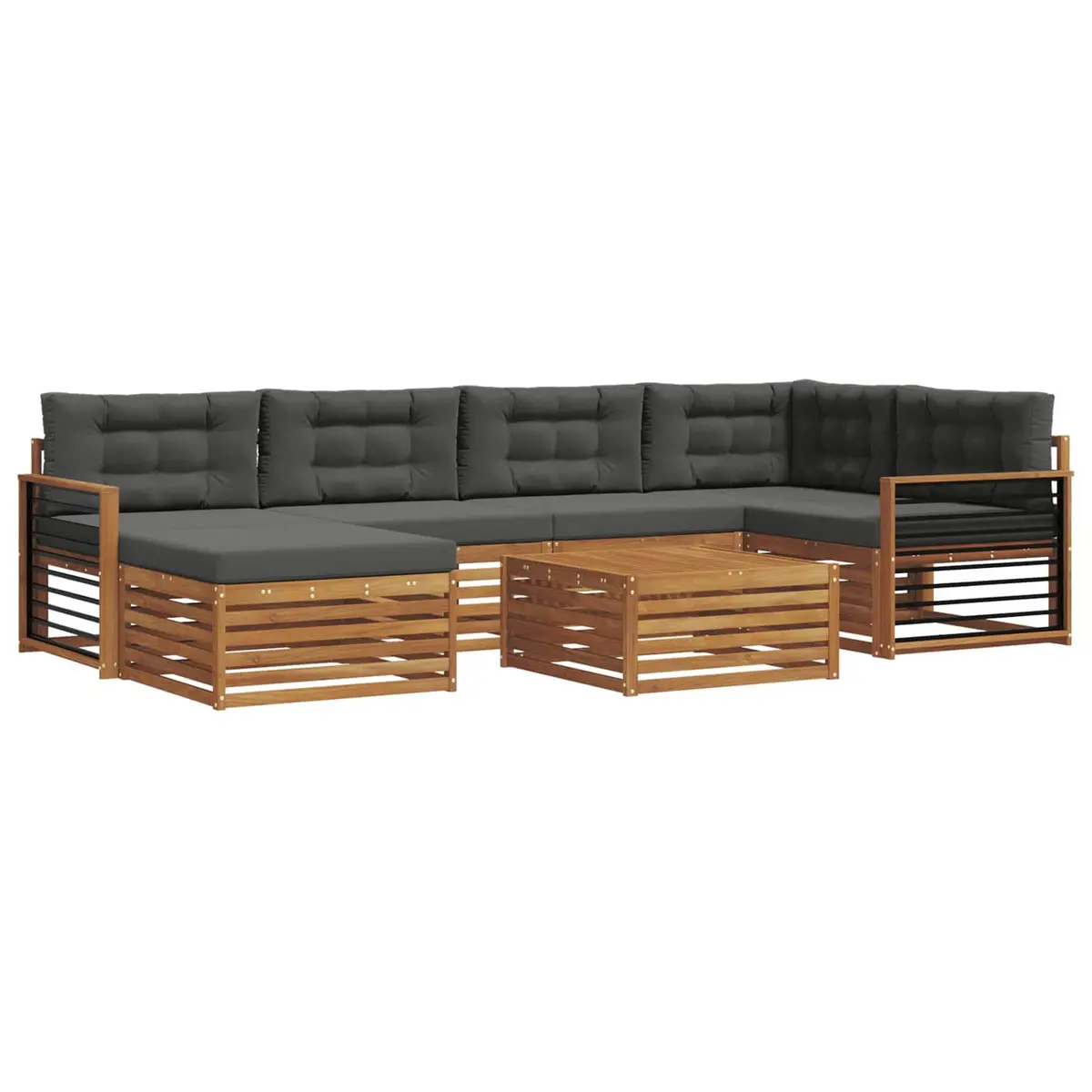 Outdoor Sofa Set 7 Piece Garden Furniture Lounger with Cushion Acacia Wood Brown