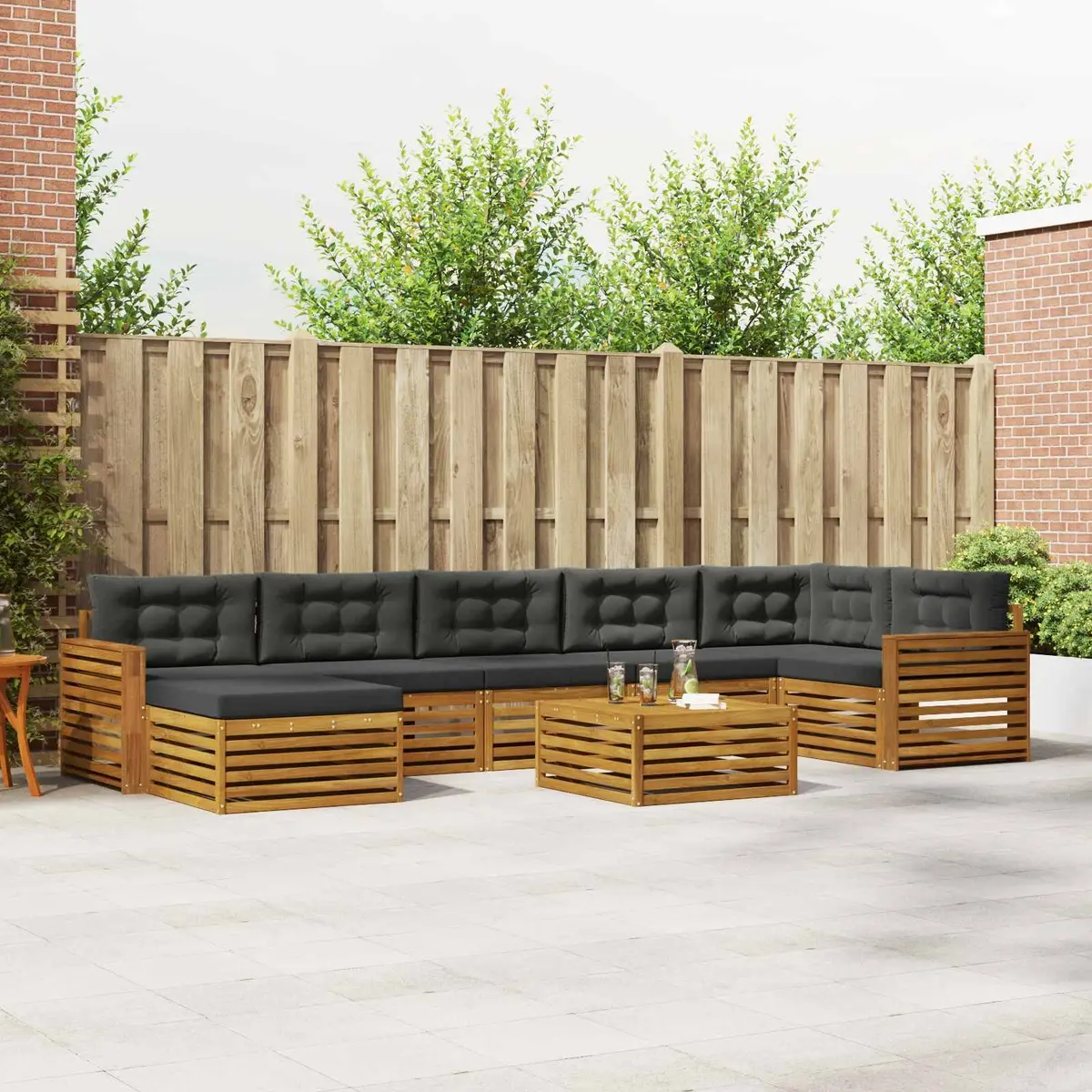 Outdoor Sectional Sofa Set Modular Garden Patio Furniture 8 Piece Brown