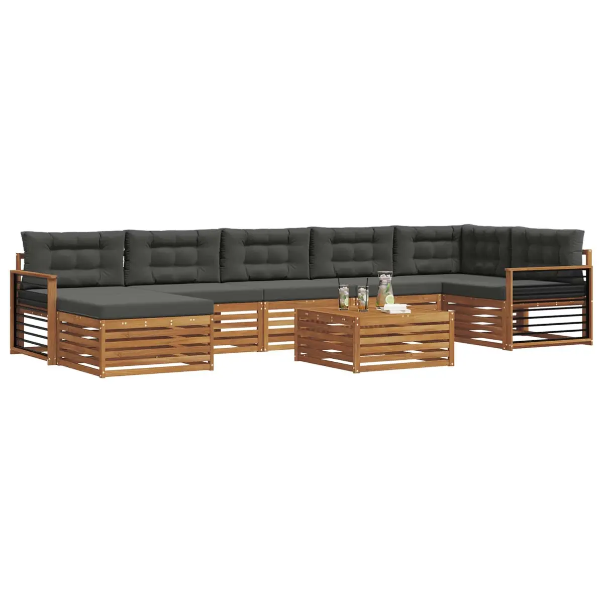 Outdoor Sectional Sofa Set Modular Patio Garden Furniture 8 Pieces Brown