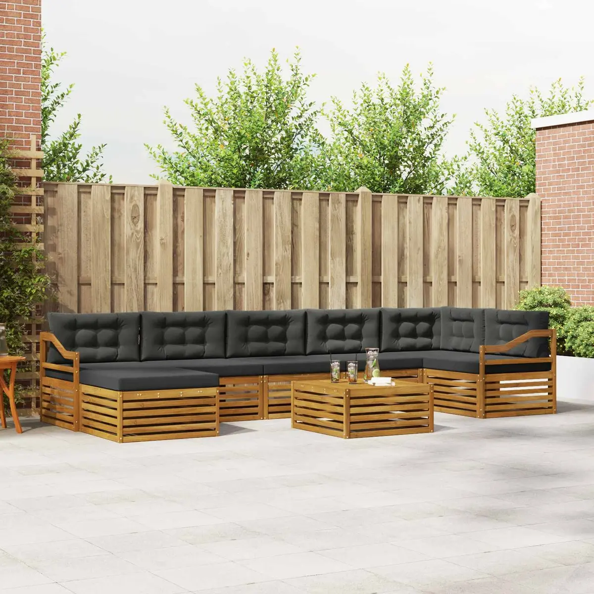 Outdoor Sectional Sofa Set Modular Garden Patio Furniture 8 Piece Brown