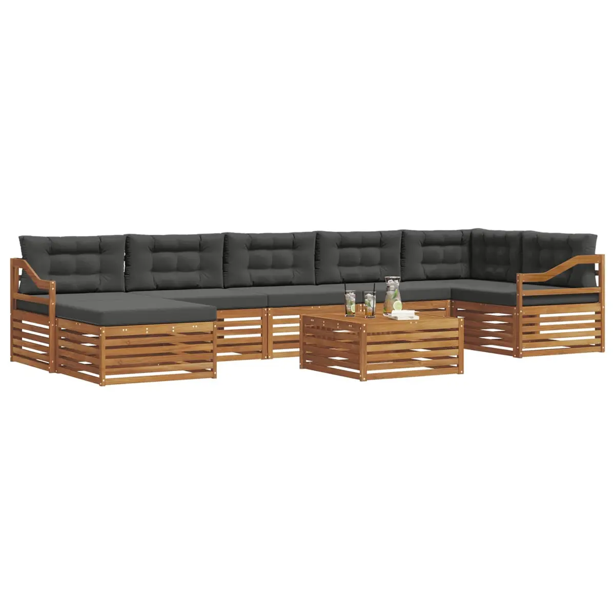 Outdoor Sectional Sofa Set Modular Garden Patio Furniture 8 Piece Brown