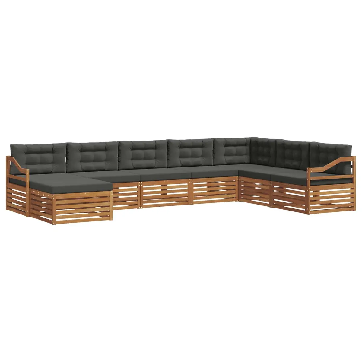 Outdoor Sofa Set 8 Pieces Natural Anthracite Garden Furniture Modular Patio
