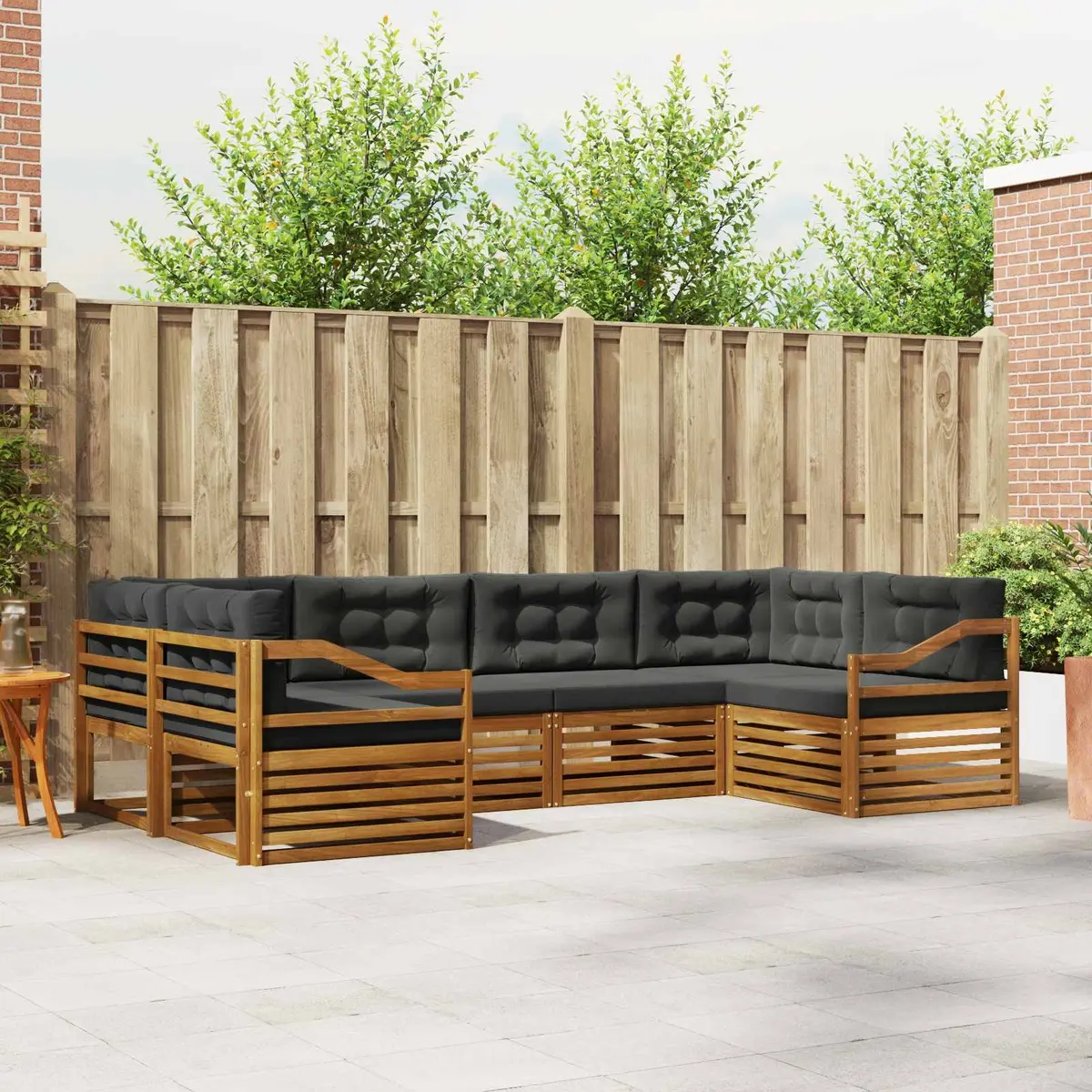Outdoor Sofa Set 6 Pieces Garden Furniture Natural Anthracite Modular Patio