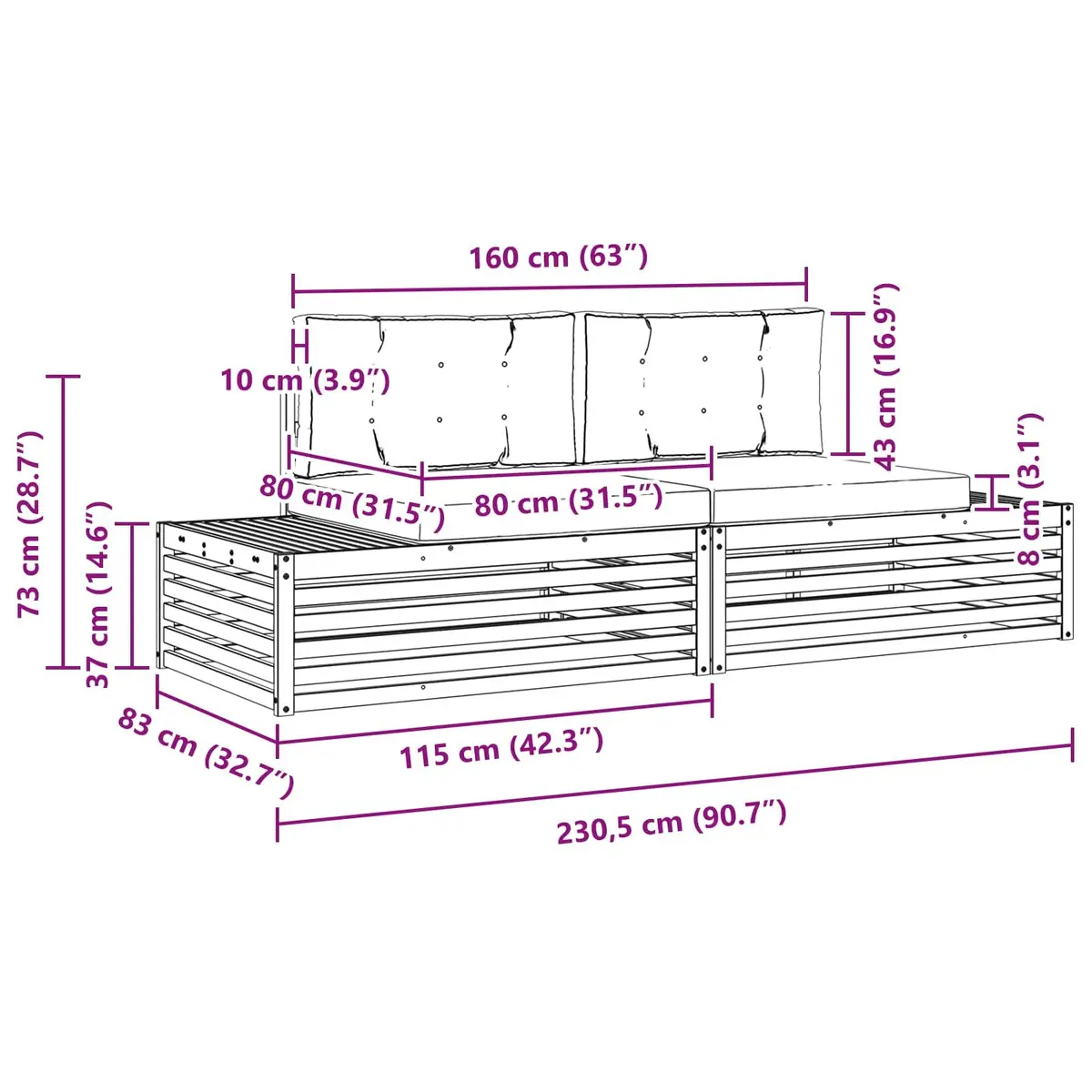 Outdoor Sectional Sofa Set Garden Patio Furniture Modular Seating Arrangement