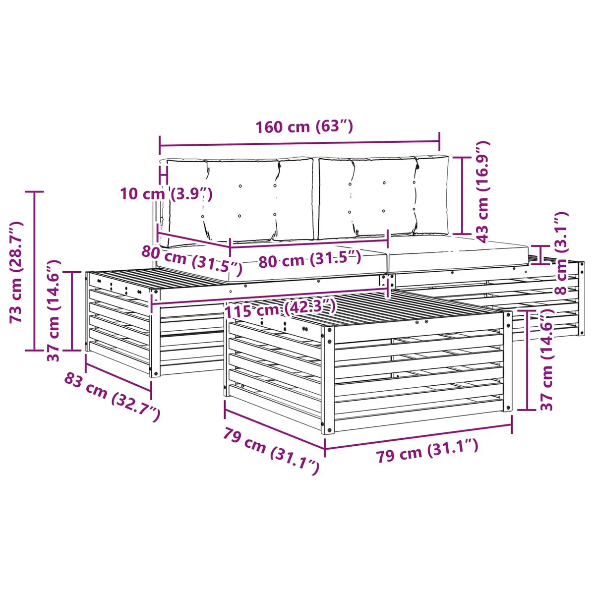 3-Piece Outdoor Sofa Set