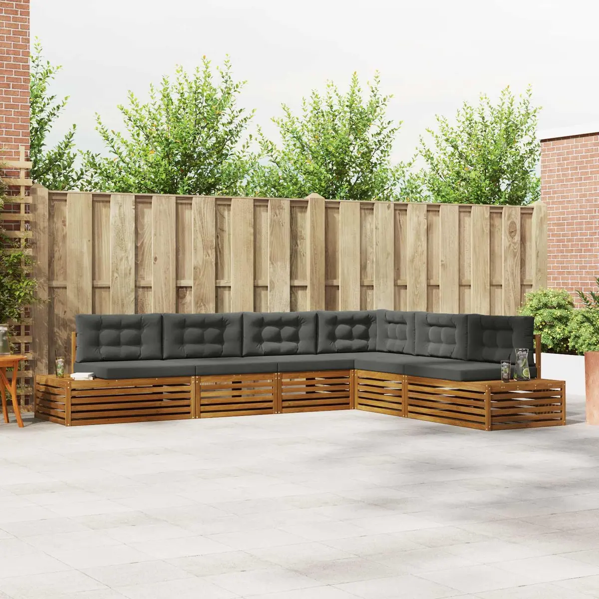 7 Piece Outdoor Sofa Set Acacia Wood Garden Lounge Sectional Brown