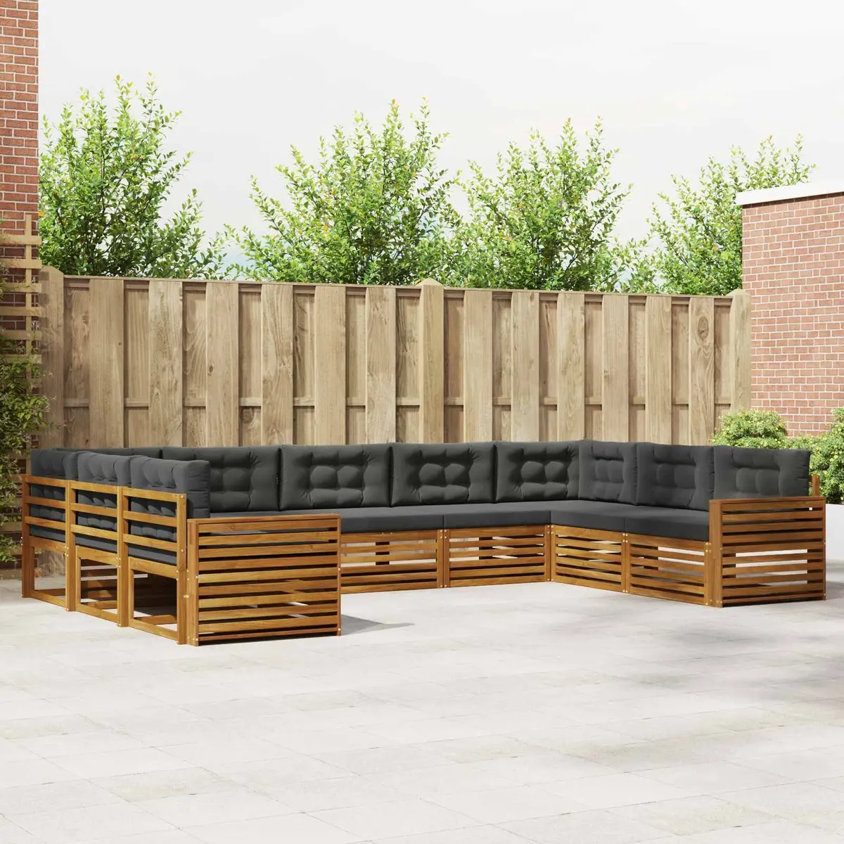 Outdoor Sofa Set 9 pcs Natural Anthracite