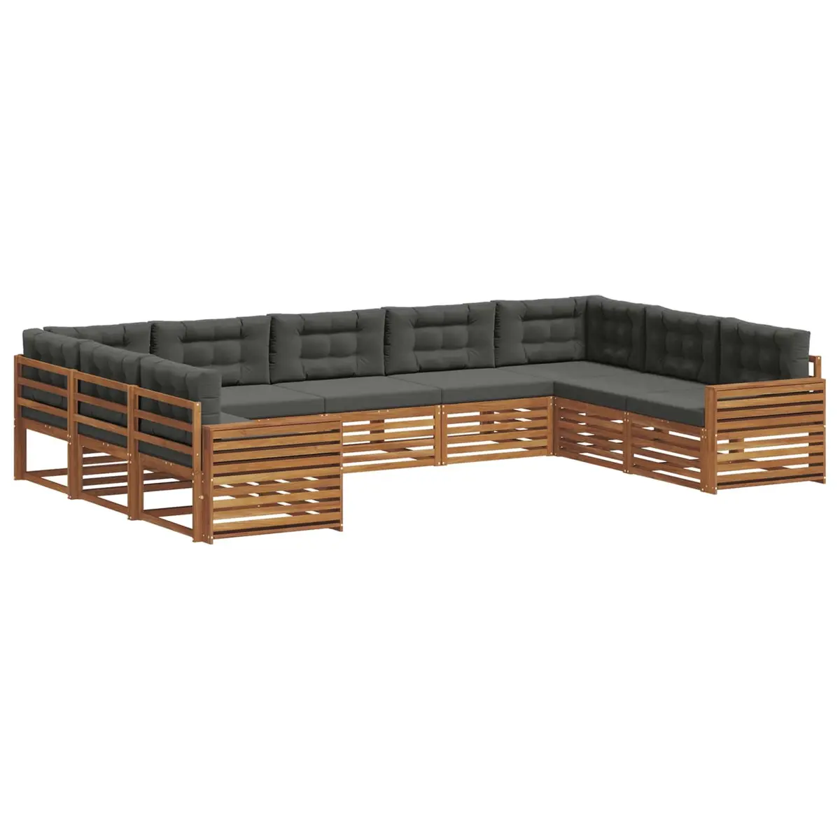 Outdoor Sofa Set 9 pcs Natural Anthracite