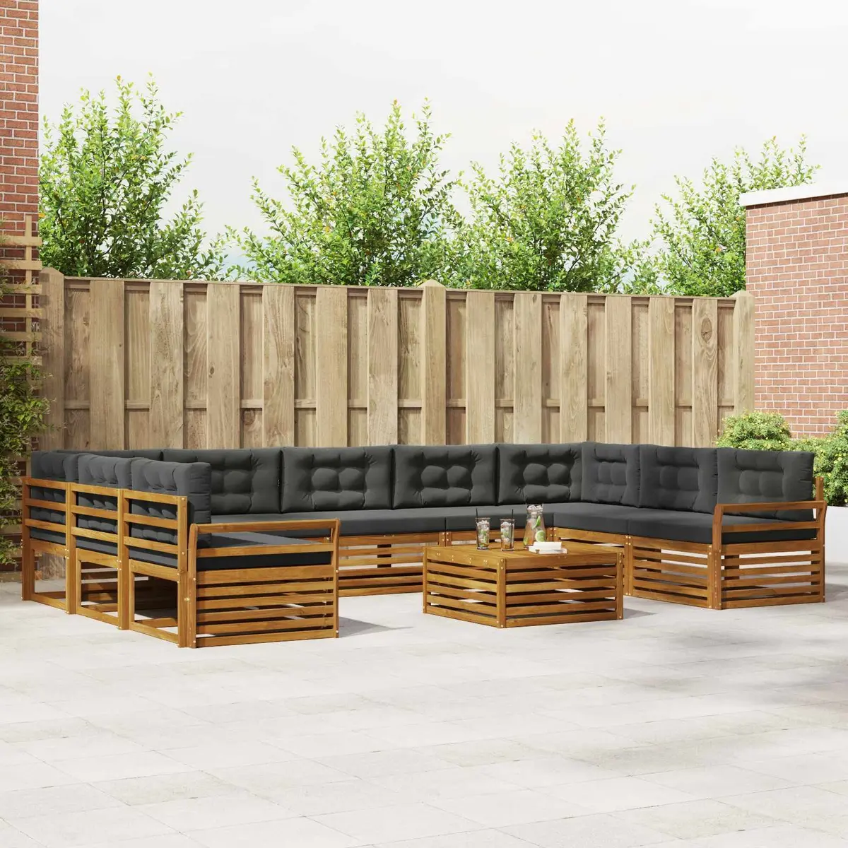 Outdoor Sofa Set Modular Lounge 10 Piece Natural