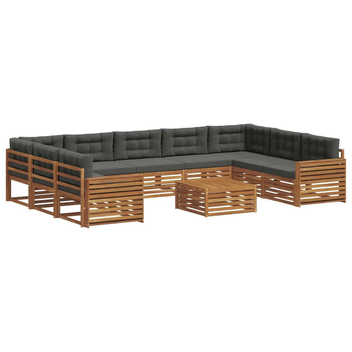 Outdoor Sofa Set Modular Garden Furniture 10 Pieces Natural Anthracite Acacia